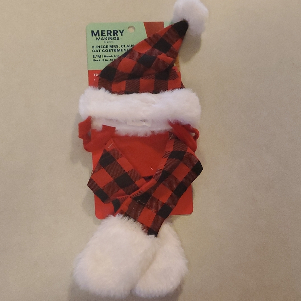 Plaid Santa Cat Costume